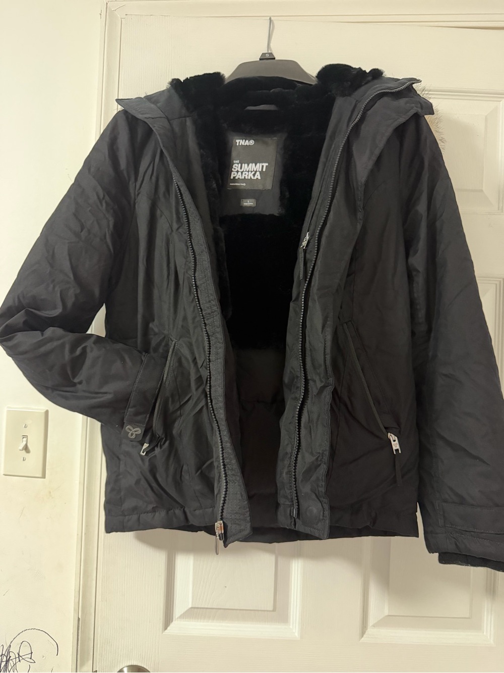 Aritzia Black Summit Parka with Faux Fur-Lined Hood